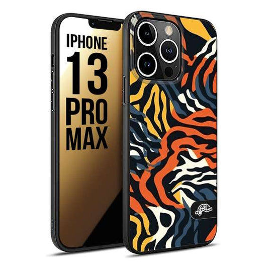 CUSTOMIZZA - Custodia cover nera morbida in tpu compatibile per iPhone 13 PRO MAX leopardato maculato tigrato tiger colorata gialla blu arancio