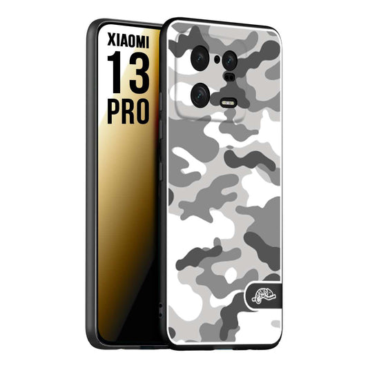 CUSTOMIZZA - Custodia cover nera morbida in tpu compatibile per Xiaomi 13 PRO camouflage mimetico militare bianco white