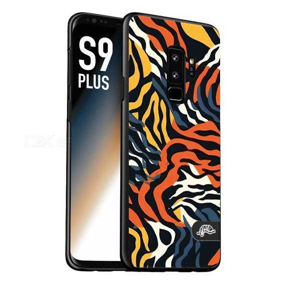 CUSTOMIZZA - Custodia cover nera morbida in tpu compatibile per Samsung S9 PLUS leopardato maculato tigrato tiger colorata gialla blu arancio