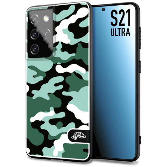 CUSTOMIZZA - Custodia cover nera morbida in tpu compatibile per Samsung S21 ULTRA camouflage mimetico militare verde green