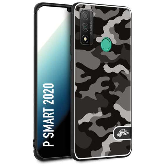 CUSTOMIZZA - Custodia cover nera morbida in tpu compatibile per Huawei P Smart 2020 camouflage mimetico militare nero black grigio