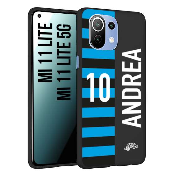 CUSTOMIZZA - Custodia cover nera morbida in tpu compatibile per Xiaomi Mi 11 Lite / Mi 11 Lite 5G personalizzata calcio football nome e numero calciatori nerazzurra