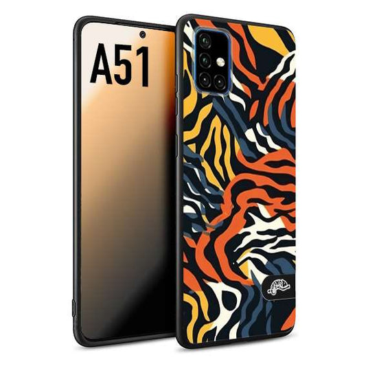 CUSTOMIZZA - Custodia cover nera morbida in tpu compatibile per Samsung A51 leopardato maculato tigrato tiger colorata gialla blu arancio