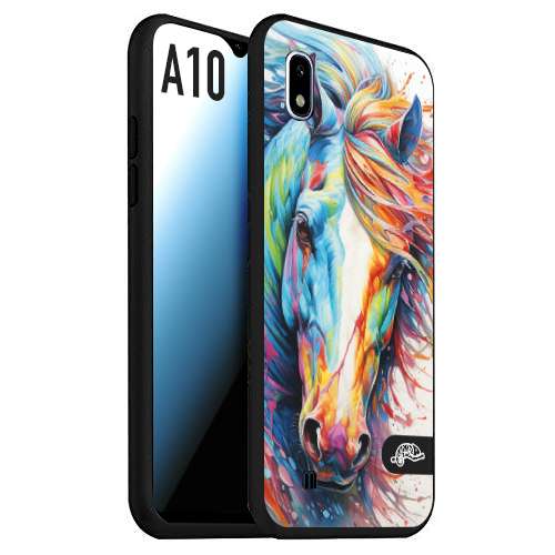 CUSTOMIZZA - Custodia cover nera morbida in tpu compatibile per Samsung A10 animali color cavallo horse viso colori vibranti disegnato schizzo