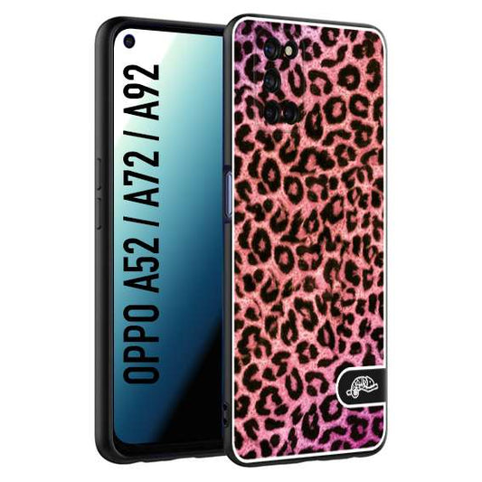 CUSTOMIZZA - Custodia cover nera morbida in tpu compatibile per Oppo A52 - A72 - A92 leopardato maculato donna rosa leopard