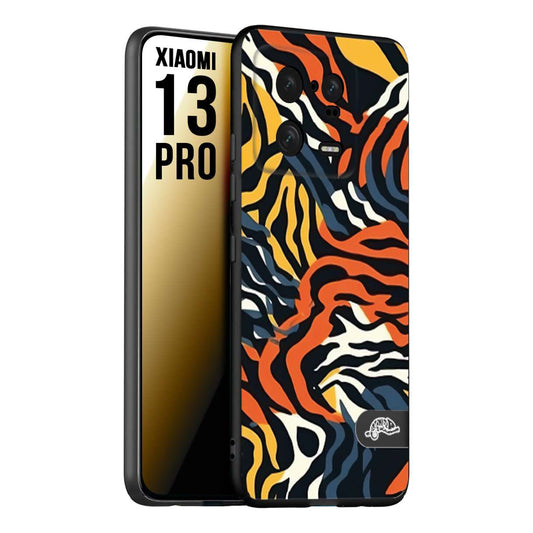 CUSTOMIZZA - Custodia cover nera morbida in tpu compatibile per Xiaomi 13 PRO leopardato maculato tigrato tiger colorata gialla blu arancio