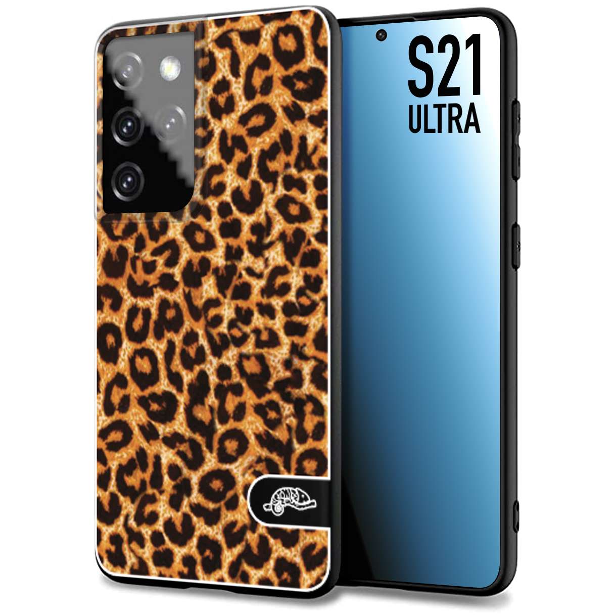 CUSTOMIZZA - Custodia cover nera morbida in tpu compatibile per Samsung S21 ULTRA leopardato maculato donna marrone leopard brown