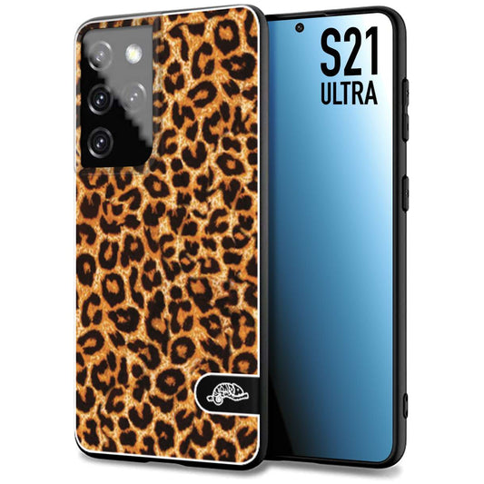 CUSTOMIZZA - Custodia cover nera morbida in tpu compatibile per Samsung S21 ULTRA leopardato maculato donna marrone leopard brown