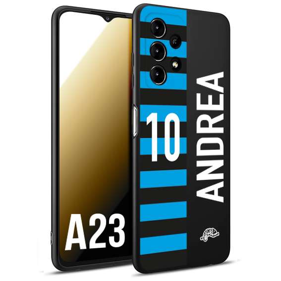 CUSTOMIZZA - Custodia cover nera morbida in tpu compatibile per Samsung A23 personalizzata calcio football nome e numero calciatori nerazzurra