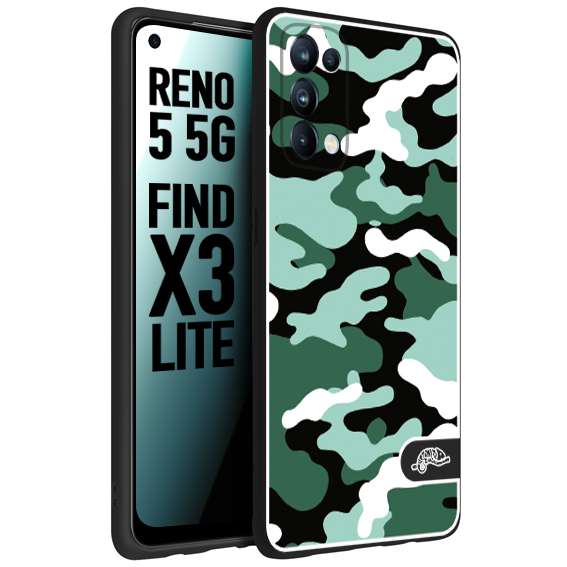 CUSTOMIZZA - Custodia cover nera morbida in tpu compatibile per Oppo Reno 5 5G camouflage mimetico militare verde green