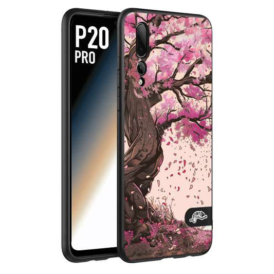 CUSTOMIZZA - Custodia cover nera morbida in tpu compatibile per Huawei P20 PRO giapponese colori morbidi fiori di ciliegio rosa disegnata