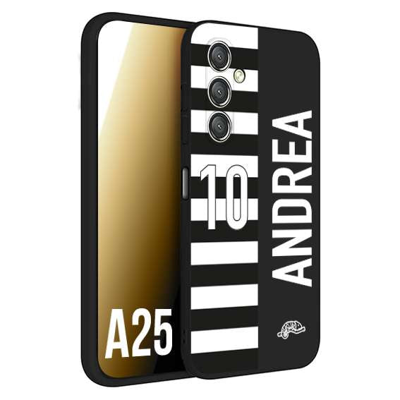 CUSTOMIZZA - Custodia cover nera morbida in tpu compatibile per Samsung A25 personalizzata calcio football nome e numero calciatori bianconera