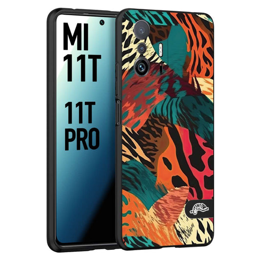 CUSTOMIZZA - Custodia cover nera morbida in tpu compatibile per Xiaomi Mi 11T - Mi 11T PRO leopardato tigrato tiger colorata summer arancio verde fucsia