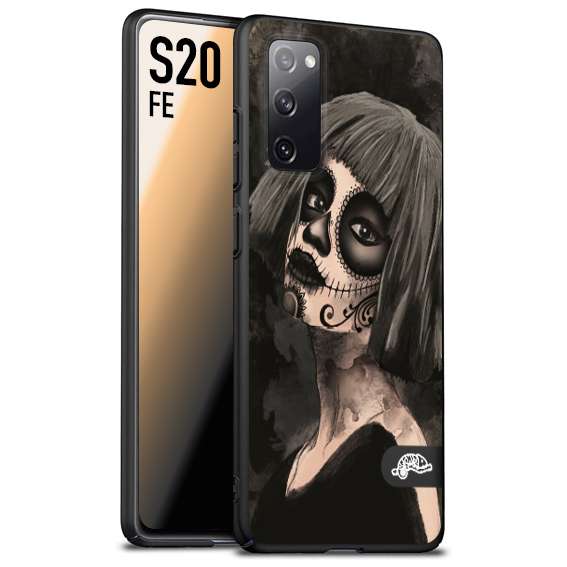 CUSTOMIZZA - Custodia cover nera morbida in tpu compatibile per Samsung S20 FE chicana messicana dea de la muerte donna santa tattoo disegnata