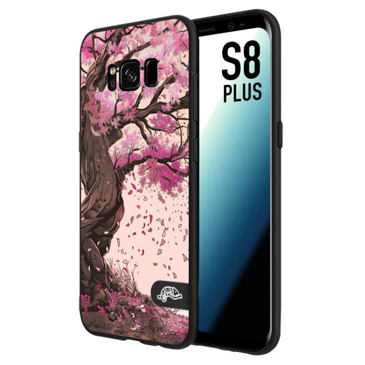 CUSTOMIZZA - Custodia cover nera morbida in tpu compatibile per Samsung S8 PLUS giapponese colori morbidi fiori di ciliegio rosa disegnata