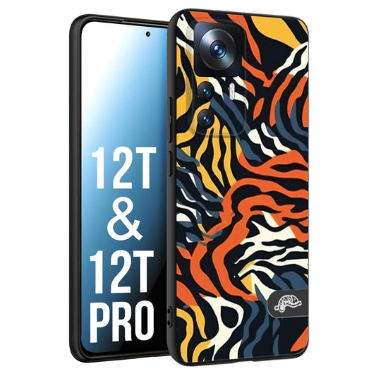 CUSTOMIZZA - Custodia cover nera morbida in tpu compatibile per Xiaomi 12T - 12T PRO leopardato maculato tigrato tiger colorata gialla blu arancio