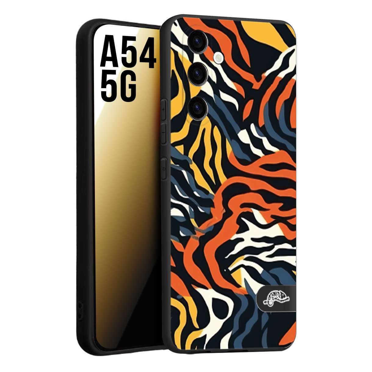 CUSTOMIZZA - Custodia cover nera morbida in tpu compatibile per Samsung A54 5G leopardato maculato tigrato tiger colorata gialla blu arancio