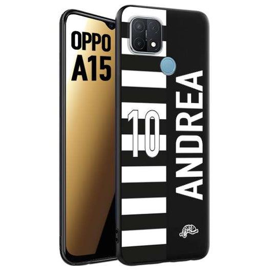 CUSTOMIZZA - Custodia cover nera morbida in tpu compatibile per Oppo A15 personalizzata calcio football nome e numero calciatori bianconera