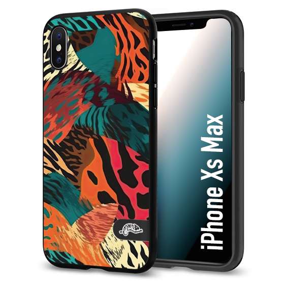 CUSTOMIZZA - Custodia cover nera morbida in tpu compatibile per iPhone Xs Max leopardato tigrato tiger colorata summer arancio verde fucsia