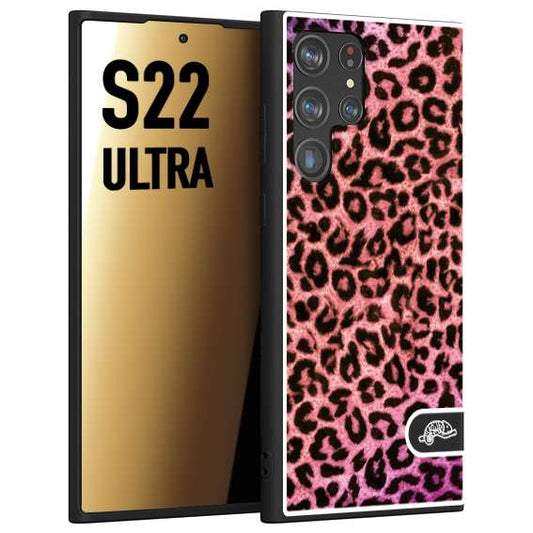 CUSTOMIZZA - Custodia cover nera morbida in tpu compatibile per Samsung S22 ULTRA leopardato maculato donna rosa leopard