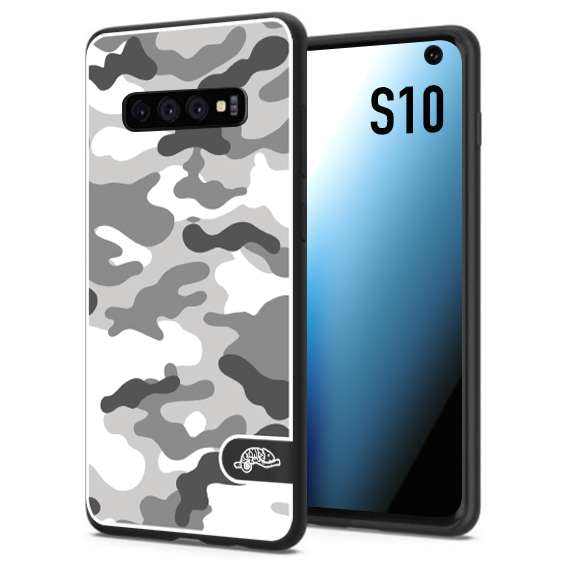 CUSTOMIZZA - Custodia cover nera morbida in tpu compatibile per Samsung S10 camouflage mimetico militare bianco white