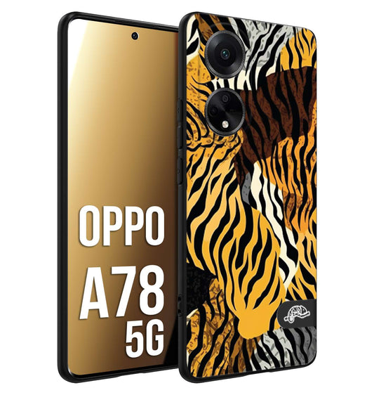 CUSTOMIZZA - Custodia cover nera morbida in tpu compatibile per Oppo A78 5G leopardato tigrato tiger colorata donna fashion estate