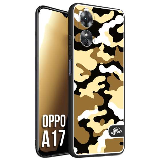 CUSTOMIZZA - Custodia cover nera morbida in tpu compatibile per Oppo A17 camouflage mimetico militare giallo desert brown