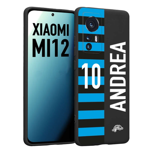 CUSTOMIZZA - Custodia cover nera morbida in tpu compatibile per Xiaomi 12 5G personalizzata calcio football nome e numero calciatori nerazzurra