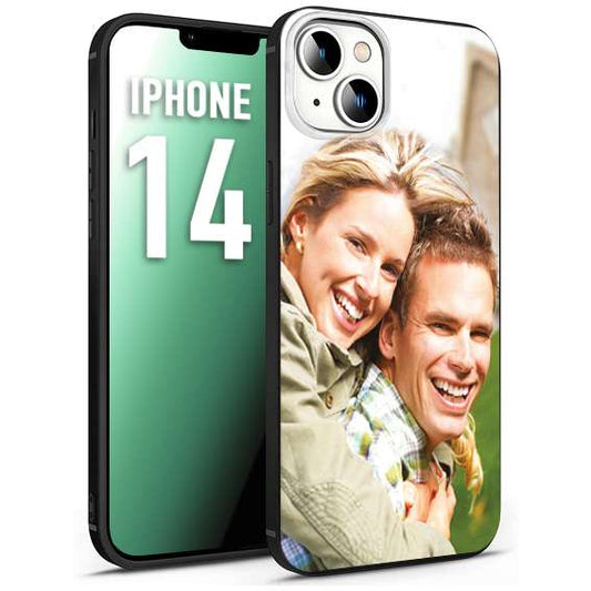 CUSTOMIZZA - Custodia cover nera morbida in tpu compatibile per iPhone 14 personalizzata con foto immagine scritta a piacere