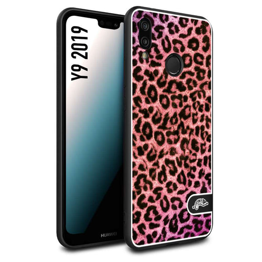 CUSTOMIZZA - Custodia cover nera morbida in tpu compatibile per Huawei Y9 2019 leopardato maculato donna rosa leopard