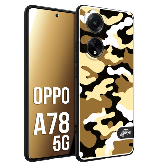 CUSTOMIZZA - Custodia cover nera morbida in tpu compatibile per Oppo A78 5G camouflage mimetico militare giallo desert brown