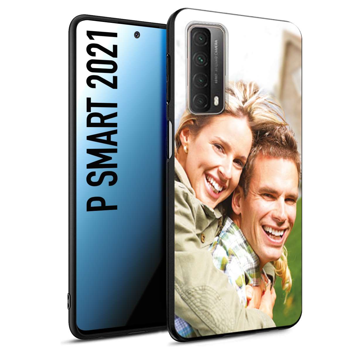 CUSTOMIZZA - Custodia cover nera morbida in tpu compatibile per Huawei P Smart 2021 personalizzata con foto immagine scritta a piacere