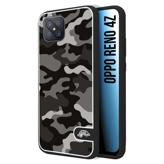 CUSTOMIZZA - Custodia cover nera morbida in tpu compatibile per Oppo Reno 4Z camouflage mimetico militare nero black grigio