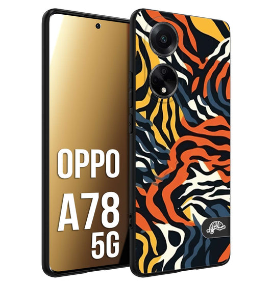 CUSTOMIZZA - Custodia cover nera morbida in tpu compatibile per Oppo A78 5G leopardato maculato tigrato tiger colorata gialla blu arancio