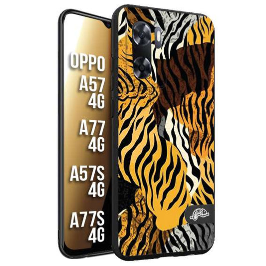 CUSTOMIZZA - Custodia cover nera morbida in tpu compatibile per Oppo A57 - A77 - A57S - A77S (4G) leopardato tigrato tiger colorata donna fashion estate