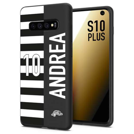 CUSTOMIZZA - Custodia cover nera morbida in tpu compatibile per Samsung S10 PLUS personalizzata calcio football nome e numero calciatori bianconera