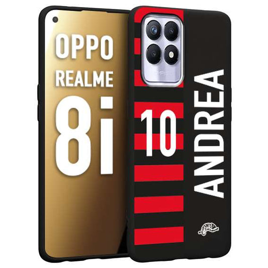 CUSTOMIZZA - Custodia cover nera morbida in tpu compatibile per Oppo Realme 8i personalizzata calcio football nome e numero calciatori rossonera