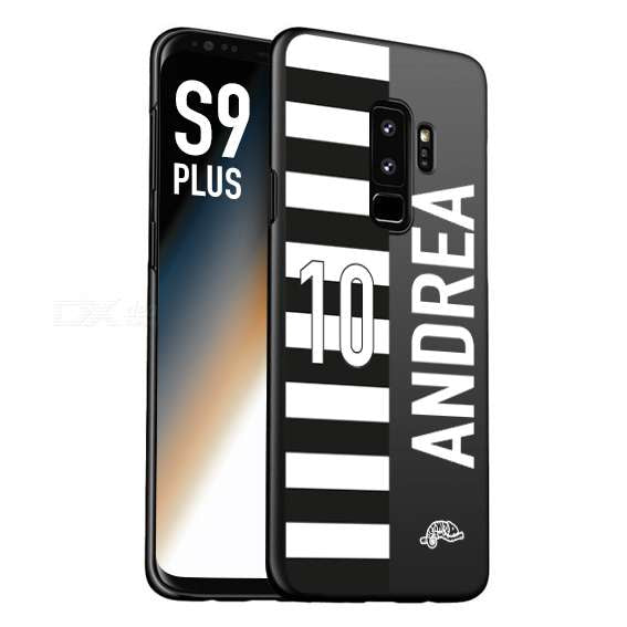 CUSTOMIZZA - Custodia cover nera morbida in tpu compatibile per Samsung S9 PLUS personalizzata calcio football nome e numero calciatori bianconera