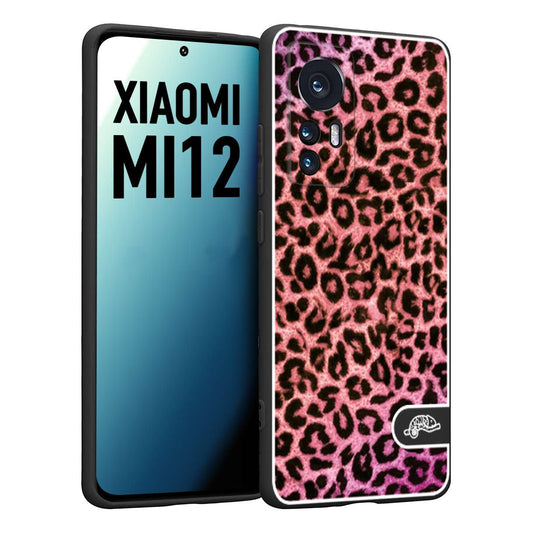 CUSTOMIZZA - Custodia cover nera morbida in tpu compatibile per Xiaomi 12 5G leopardato maculato donna rosa leopard