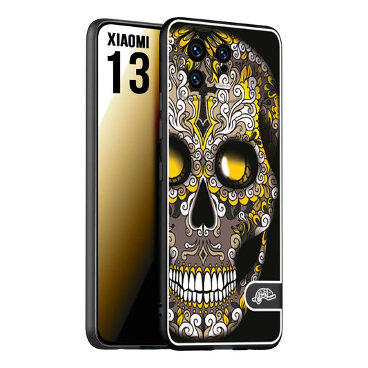 CUSTOMIZZA - Custodia cover nera morbida in tpu compatibile per Xiaomi 13 teschio messicano Mexican skull nero giallo