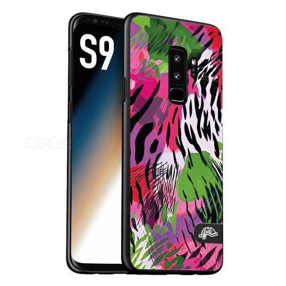 CUSTOMIZZA - Custodia cover nera morbida in tpu compatibile per Samsung S9 leopardato tigrato tiger colorata summer color verde fucsia