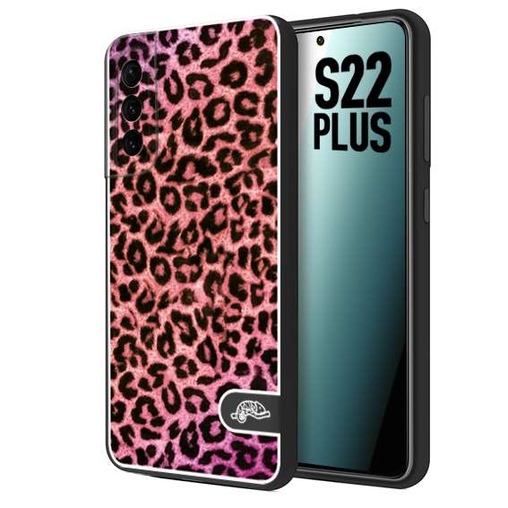 CUSTOMIZZA - Custodia cover nera morbida in tpu compatibile per Samsung S22 PLUS leopardato maculato donna rosa leopard