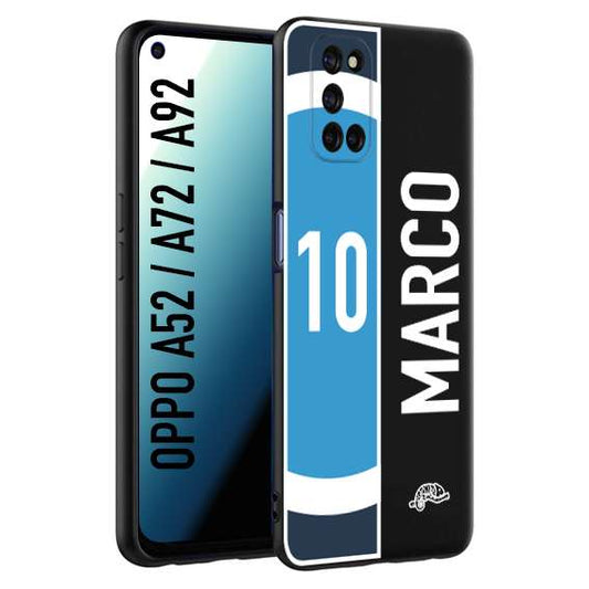 CUSTOMIZZA - Custodia cover nera morbida in tpu compatibile per Oppo A52 - A72 - A92 personalizzata calcio football nome e numero calciatori biancoazzurri bianco celesti