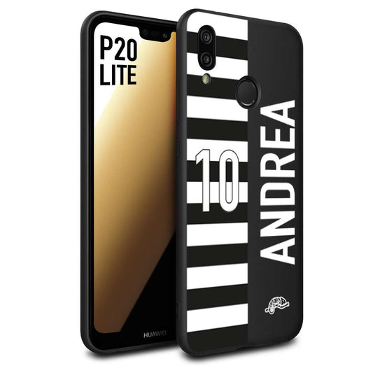 CUSTOMIZZA - Custodia cover nera morbida in tpu compatibile per Huawei P20 LITE personalizzata calcio football nome e numero calciatori bianconera