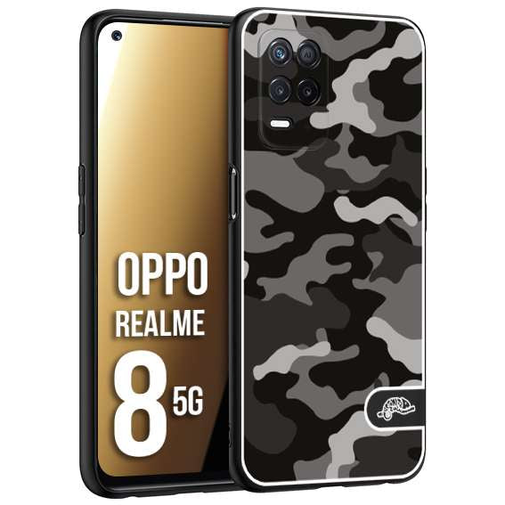 CUSTOMIZZA - Custodia cover nera morbida in tpu compatibile per Oppo Realme 8 5G camouflage mimetico militare nero black grigio