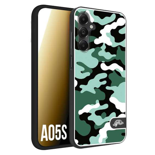 CUSTOMIZZA - Custodia cover nera morbida in tpu compatibile per Samsung A05S camouflage mimetico militare verde green