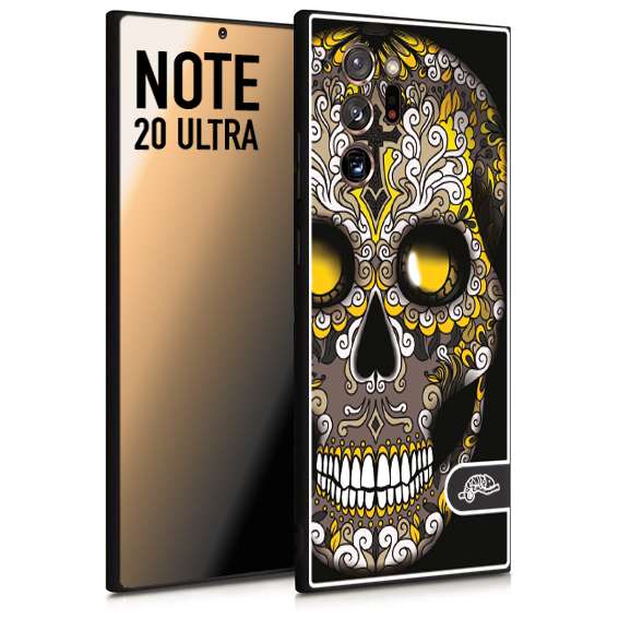 CUSTOMIZZA - Custodia cover nera morbida in tpu compatibile per Samsung NOTE 20 ULTRA teschio messicano Mexican skull nero giallo