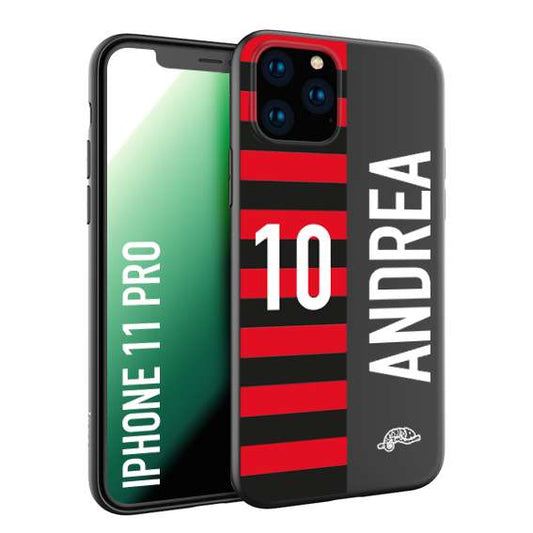 CUSTOMIZZA - Custodia cover nera morbida in tpu compatibile per iPhone 11 PRO personalizzata calcio football nome e numero calciatori rossonera