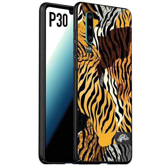 CUSTOMIZZA - Custodia cover nera morbida in tpu compatibile per Huawei P30 leopardato tigrato tiger colorata donna fashion estate