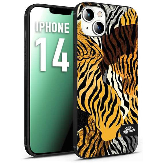 CUSTOMIZZA - Custodia cover nera morbida in tpu compatibile per iPhone 14 leopardato tigrato tiger colorata donna fashion estate